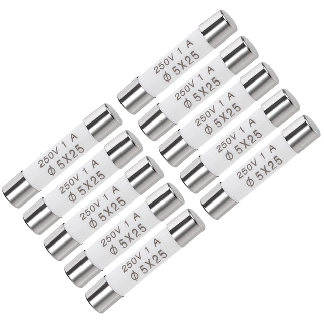 Fusible de cartucho automotriz 1A 250V 5x25mm de acción rápida reemplazo para audio de estéreo de automóvil alarma amplificador cerámico 10 piezas