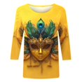 thumbnail image 4 of QATAINLAV 50% Percent Off Deals Today Mardi Gras Shirts for Women 3/4 Sleeve Mask Graphic Blouse Carnival Themed Tees Party 3D Print Tops Funny Gifts Parade Tshirt Multicolor L, 4 of 6