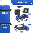 thumbnail image 6 of Mbxcooter 15 Miles 4-Wheel Mobility Scooter for Adults/Seniors, Foldable Compact Elderly Scooter with Removable Basket, Cup Holder, 350W Powered Electric Wheelchair Device w/360WH Battery, 6 of 11