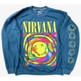 thumbnail image 6 of Urban Outfitters Women's X Nirvana Smiley Face Overdyed Crew Neck Sweatshirt (Large/X-Large, Turquoise), 6 of 6