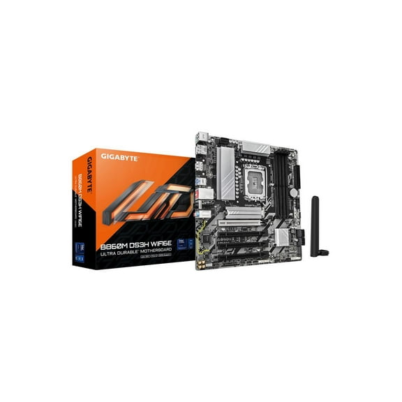 GIGABYTE B860M DS3H WIFI6E Intel Core Ultra (Series 2) LGA 1851 Motherboard, mATX, DDR5, 2x M.2, PCIe 5.0, USB-C, WIFI6E, 2.5GbE LAN, EZ-Latch