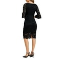 thumbnail image 3 of INSPIRE CHIC Lace Sheath Dress for Women's Boat Neck Bell Sleeve Vintage Cocktail Dress XS Black, 3 of 6