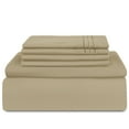 thumbnail image 4 of Lux Decor Collection California King 6 Piece Sheets Set - Microfiber 16 Inch Deep Pocket Bed Sheets - Beige, 4 of 8