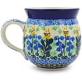 thumbnail image 2 of Polish Pottery Bubble Mug 12 oz Polmedia Bluebells And Irises Theme UNIKAT Hand Painted in Boleslawiec, Poland + Certificate of Authenticity, 2 of 6