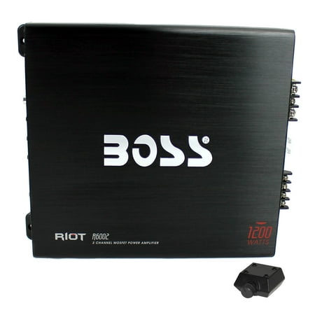 BOSS R6002 1200W 2-Channel MOSFET Power Car Audio Amplifier Amp + Bass (Best Lightweight Power Amp)
