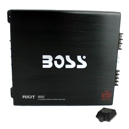 BOSS R6002 1200W 2-Channel MOSFET Power Car Audio Amplifier Amp + Bass (Best Portable Bass Amp)