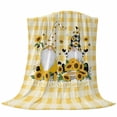 thumbnail image 6 of Gnomes Sunflowers Blanket Soft Cozy Warm Throw Blanket for Couch, Plush Fuzzy Flannel Fleece Blankets for Sofa, Pastoral Botanical Yellow Plaid Bed Blankets Lightweight Gifts for Women, 50"x60", 6 of 9