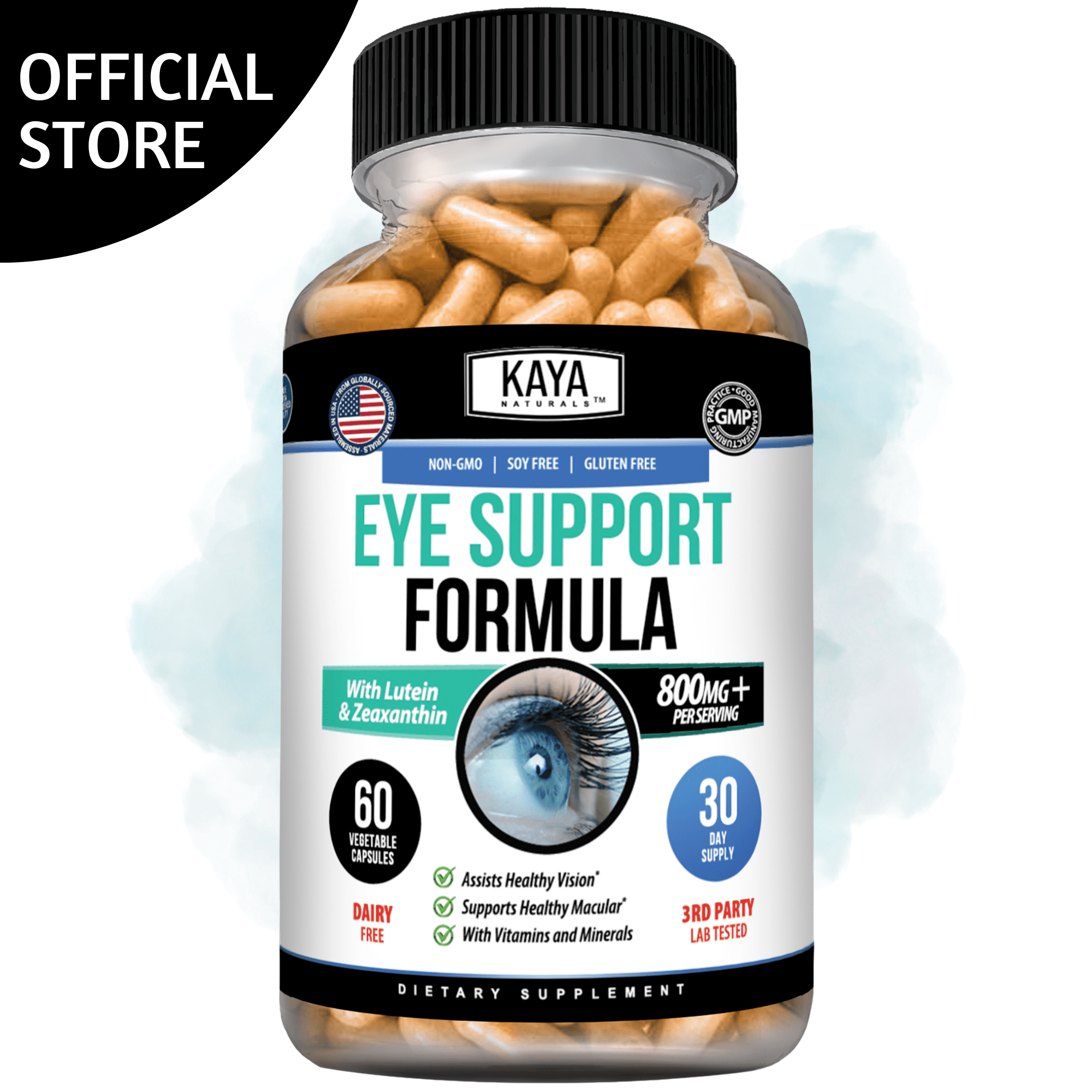 Kaya Naturals Eye Health 60 Capsules, Lutein and Zeaxanthin, Vision Health, Eye Strain Support - 800mg +