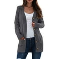 thumbnail image 2 of Quealent Womens Cardigan Sweaters Chunky Cotton Blended Button Down Clothes Fall Long Sleeve Outfits 2025 Winter Trendy Dark Gray for Size XXL, 2 of 4