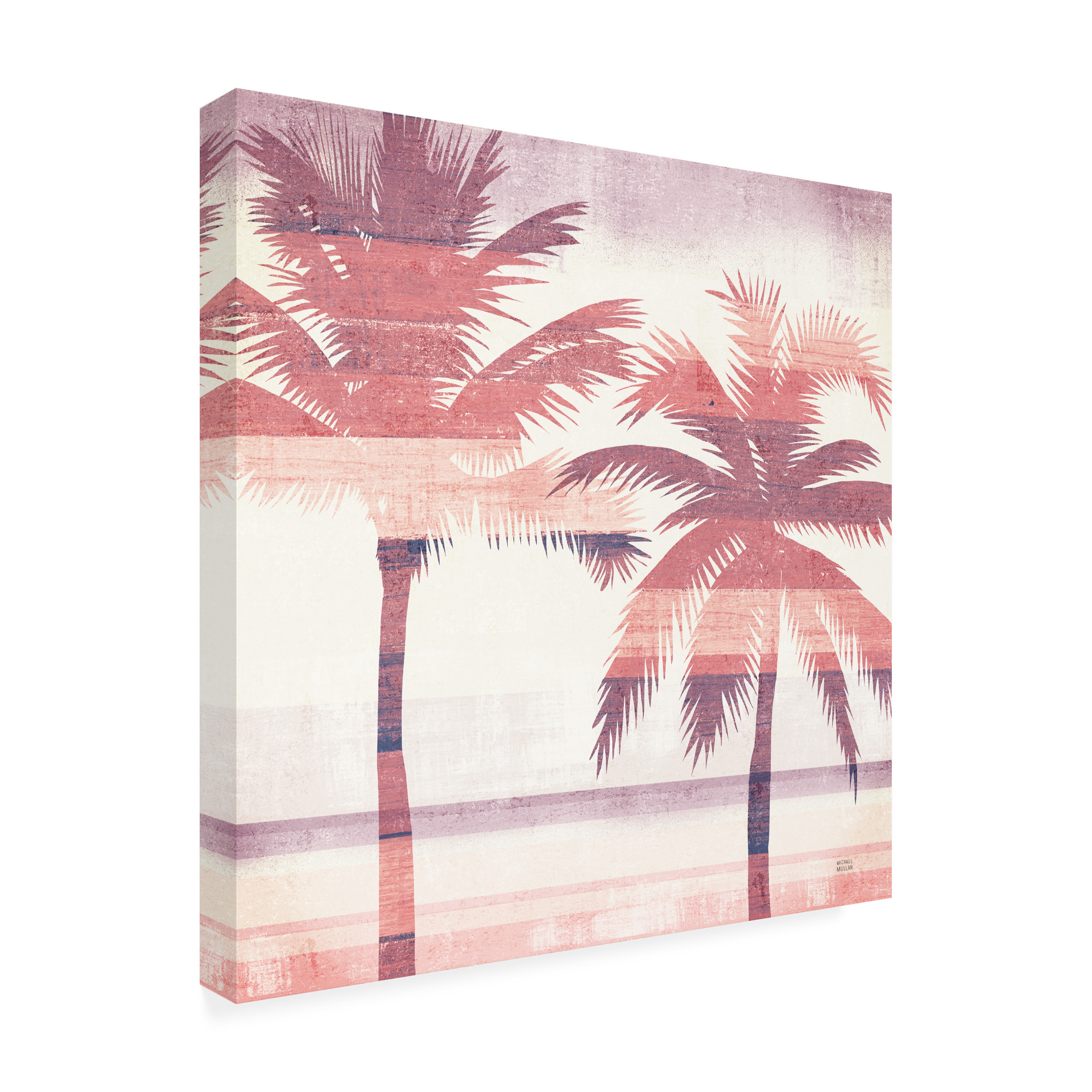 Trademark Fine Art 'Beachscape Palms III Pink Purple' Canvas Art by Michael Mullan