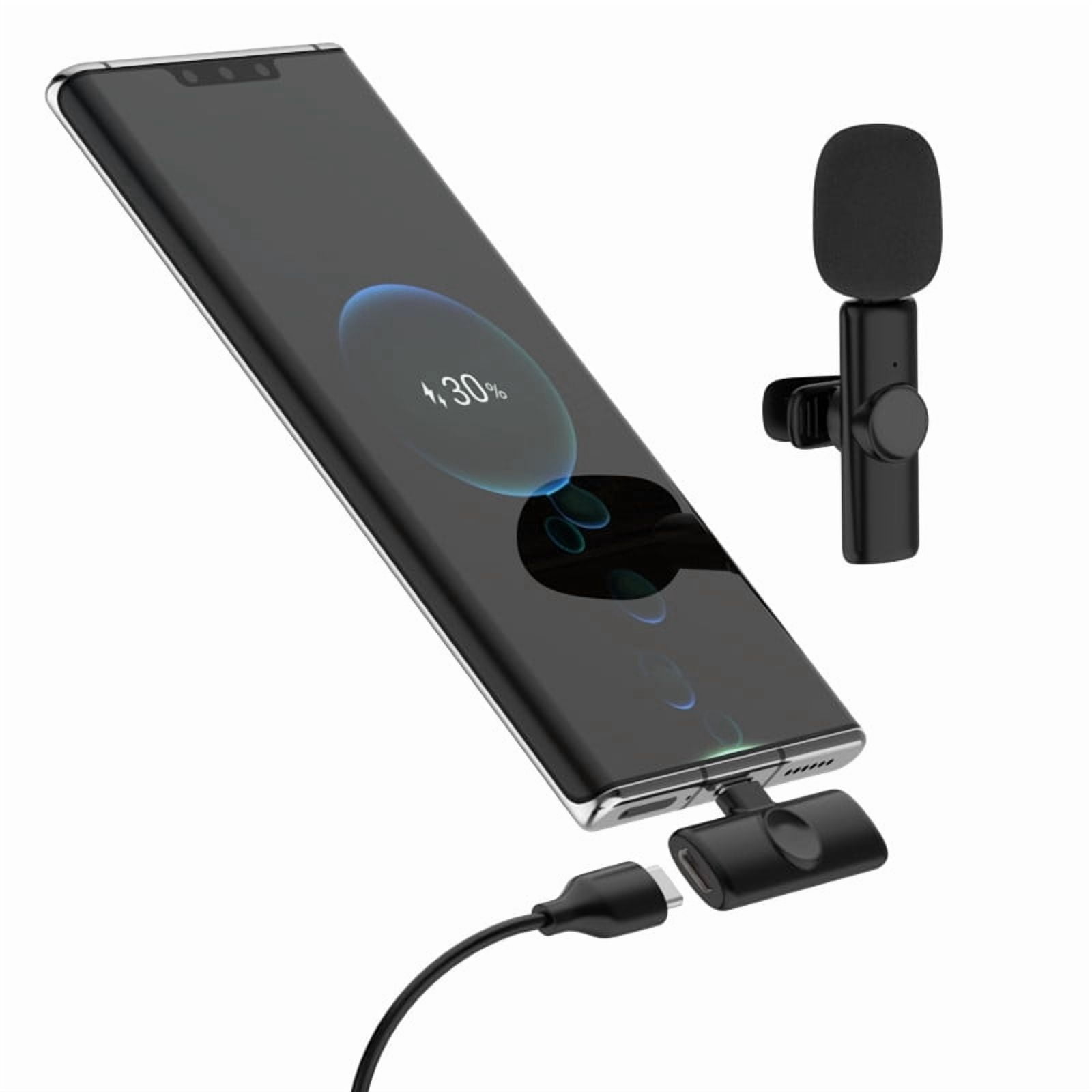 Wireless Lavalier Microphone with Auto Noise Cancellation, Reverb&Real-Time Monitoring, Clip-on Mic for Video Live Stream Outdoor Interview Audio Recording, Plug & Play for iPhone Android Camera Vlog
