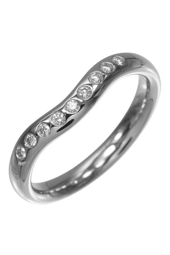 Pre-Owned Tiffany & Co. Curved Band Ring, Size 12.5, Platinum 950, Diamond, Approx. 5.73g.