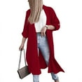 thumbnail image 4 of HAPIMO Women's Casual Turn Down Collar Midi Peacoat Trench Coats Long Sleeve Outwear Solid Color Overcoats Winter Outfits Open Front Cardigans Fall Fashion Red L, 4 of 9