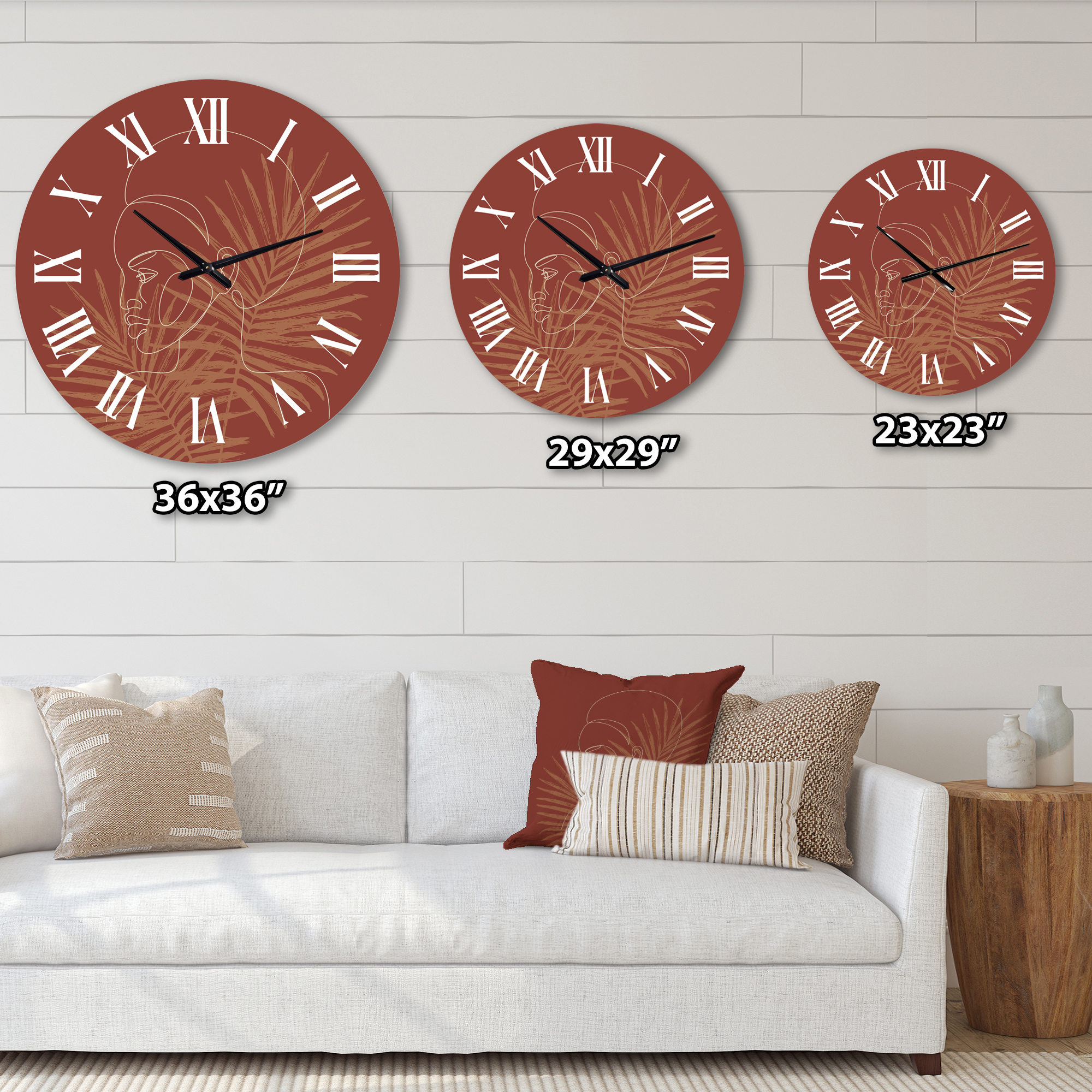 Designart 'Sillhouette Of Afro American Girl On Palm Leaves' Modern Wall Clock