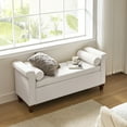 thumbnail image 5 of 54" Storage Bench Upholstered Armrest 2 Round Pillows Bed End Foot Stool Bedroom Entryway Living Room Ivory, 5 of 10