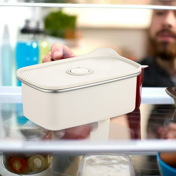 Recipiente Hermético de Acero Inoxidable Apto para Microondas, 1 Unidad, Beige, Grado 403, 23 X 19 X 9 Cm, Hermético, Sin Bpa, para Uso Doméstico, Cocina y Restaurante.
