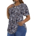 thumbnail image 3 of Fantaslook Blouses for Women Pleated Short Sleeve Tunic Tops Dressy Casual Summer Shirts, 3 of 9