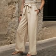 thumbnail image 4 of Besolor Womens Wide Leg Pants Trendy 2024 Elastic High Waist Tie Knot Casual Loose Solid Color Long Trousers, 4 of 5