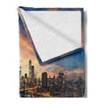 thumbnail image 2 of Landscape Soft Flannel Fleece Blanket, American City Sunset over Manhattan and Brooklyn Bridge Cityscape Picture Print, Cozy Plush for Indoor and Outdoor Use, 50" x 70", Multicolor, by Ambesonne, 2 of 5