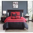 thumbnail image 2 of Chezmoi Collection Dynasty 7-Piece Jacquard Oriental Comforter Set, King, Red/Black, 2 of 5