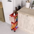 thumbnail image 4 of Carrito de almacenamiento SIMPLE HOUSEWARE de 3 niveles, delgado y estrecho, rojo, 4 of 9