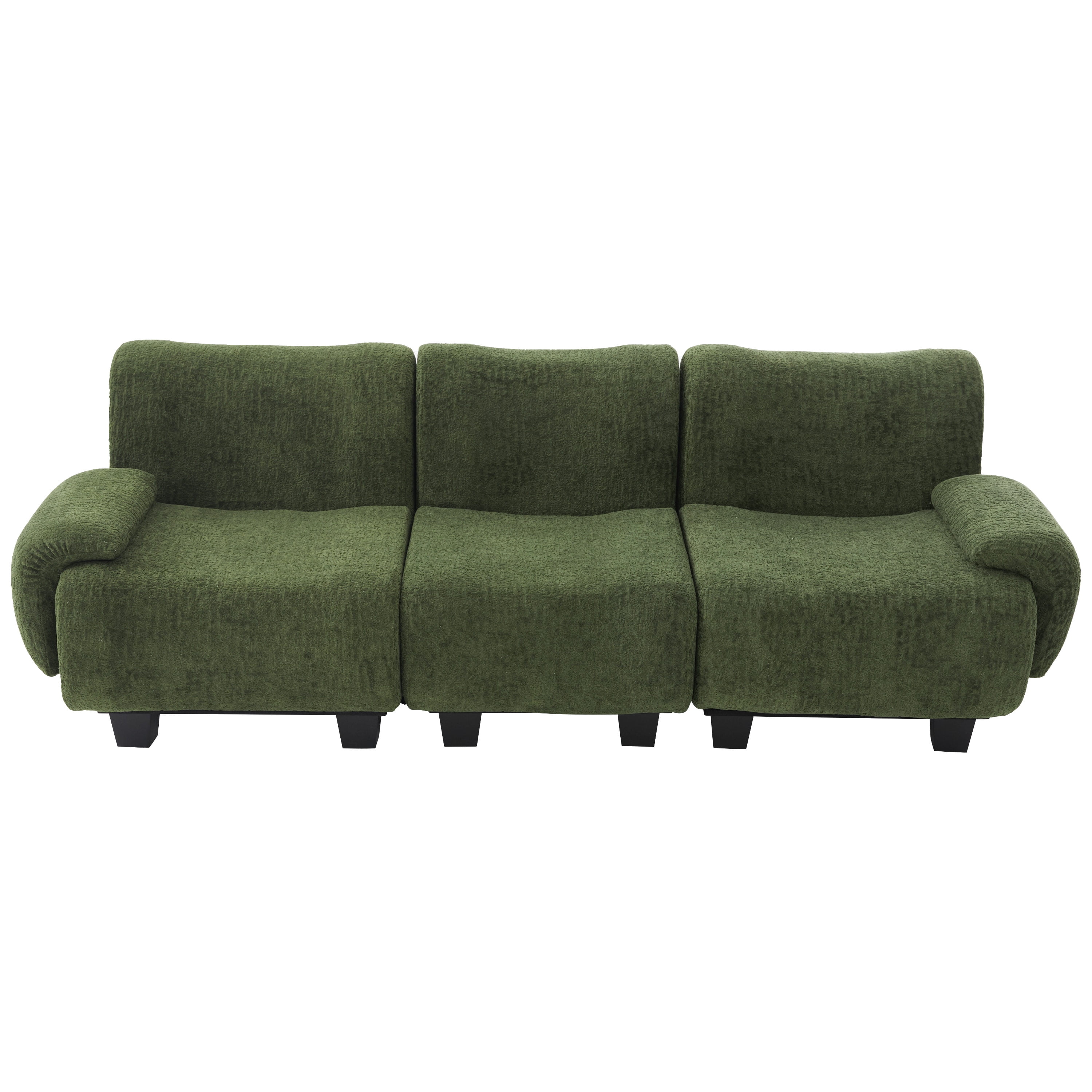 Euroco Modern 3-seater Sofa 94.5" Sofa Couch Chenille Upholstered Sofa with Curved Armrests for Living Room, Apartment, Guest Room, Green