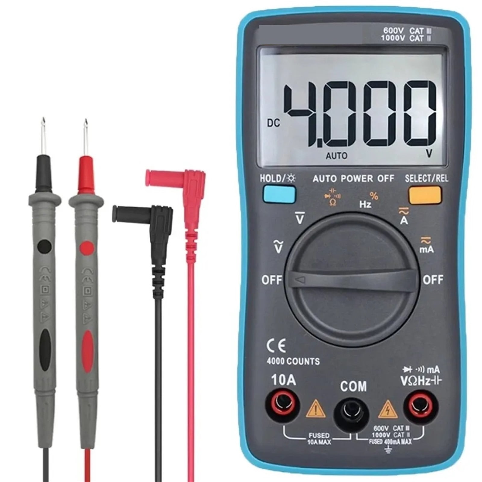 Digital Multimeter 4000 Counts DC/AC Voltage Current Capacitance Hz Diode Ohm Tester Ammeter Voltmeter Backlight ,Versatile Measurement