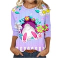 thumbnail image 2 of Women's Happy Easter Graphic Shirt Plus Size 3/4 Length Sleeve Crewneck Tops Tees 2025 Cute Bunny Rabbit Printed Blouse, 2 of 4