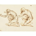 thumbnail image 2 of Benjamin West 18x14 Black Ornate Wood Framed Double Matted Museum Art Print Titled - Two Kneeling Figures, 2 of 5