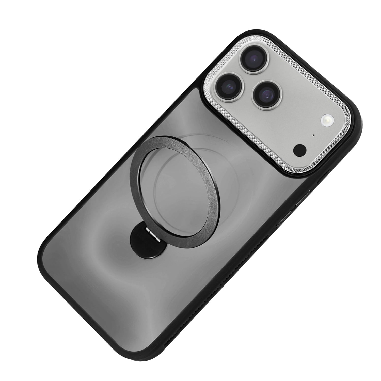 Matte Hard Magnetic Ring Holder Case for iPhone 17 Pro Max - Black