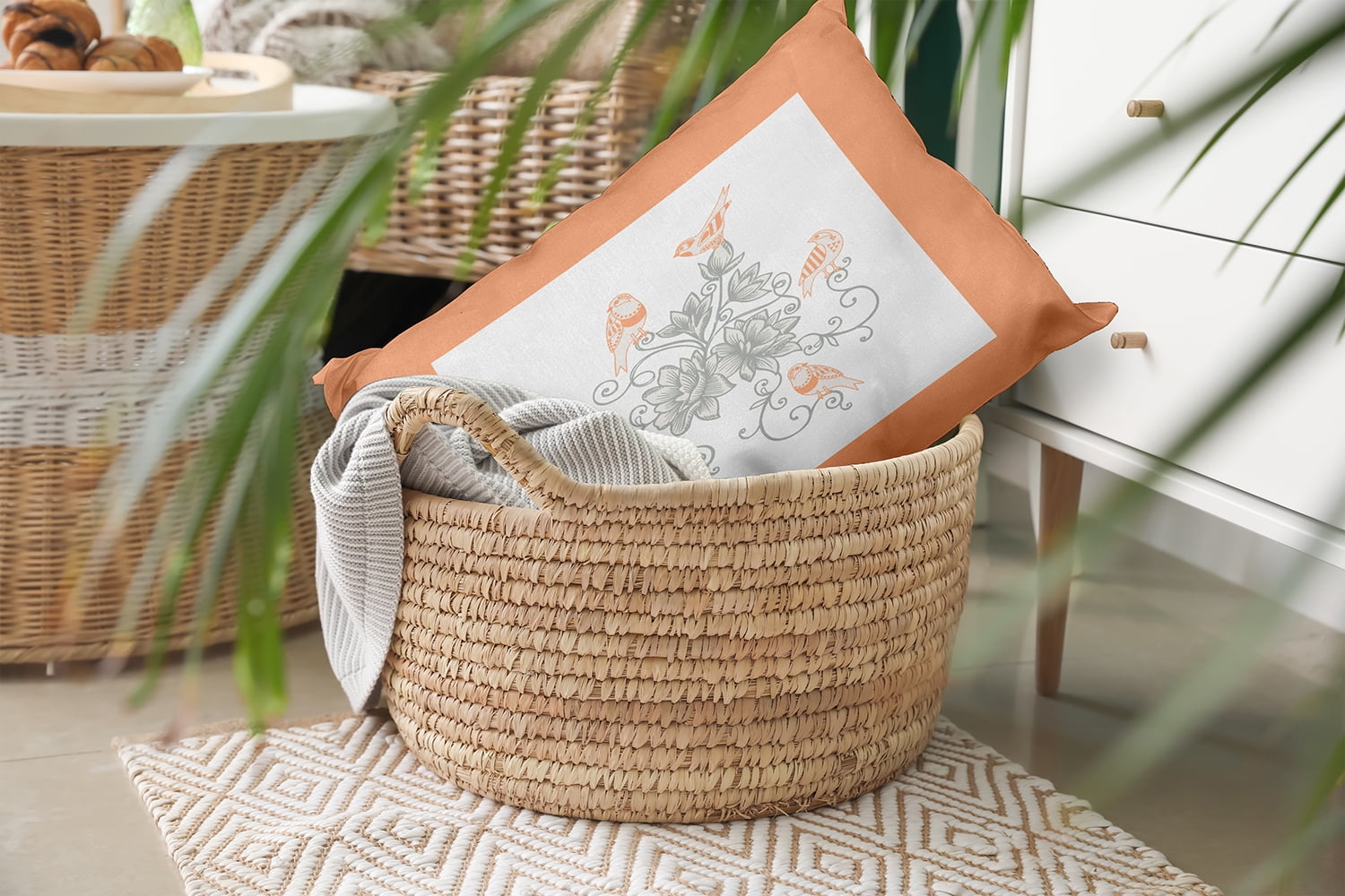 20" x 14" Simply Daisy Birds And Flowers Polyester Indoor/Outdoor Pillow, Coral Qty 1