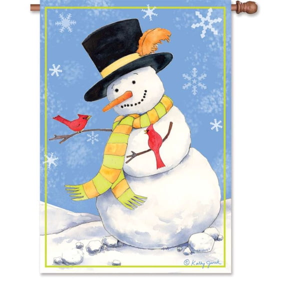 Premier House Size Flag - Snowman Cardinals