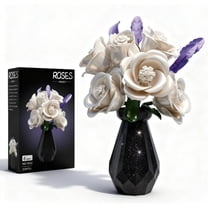 GZBricker White Roses Flowers Bouquet Building Set, Compatible with Lego Botanical Collection with Vase for Women Adults Girls Home Office Decor