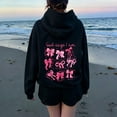 thumbnail image 2 of Multiple Bow Scripture Print Hoodie Women's Oversized Drawstring Pullover Sweatshirt for Fall Winter Casual Outfits, 2 of 9