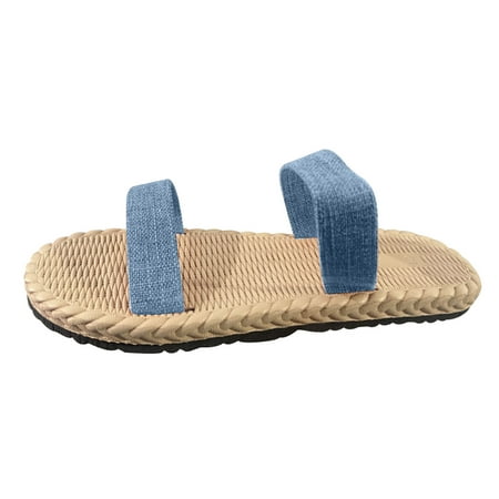 

YanHoo Clearance Boho Slide Sandals for Women Girls Dressy Low Wedge Sandal Casual Open Toe Flat Sandals Summer Beach Slip on Sandals Platform Sandals