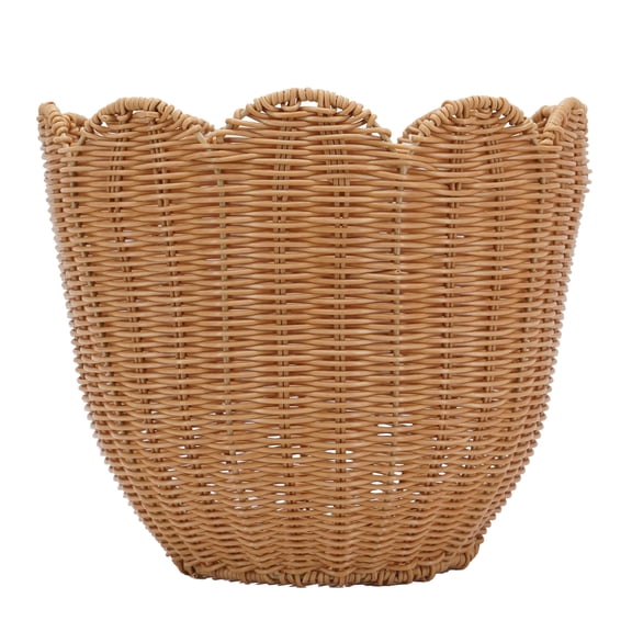 Scalloped Decorative Basket, Tan, 12" x 10", by My Texas House