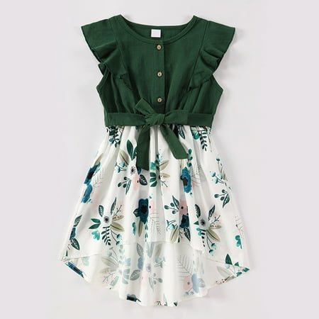 

women Christmas pajamas for family matching outfits son daughter sets soft Green Parent-child Summer Fashion Small Flower Print Beach Sleeveless Dress Mother-daughter