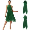 thumbnail image 7 of iiniim Lyrical Dance for Women Rhinestone Ruffled Ballet Leotard Dress Modern Contemporary Dancewear Dark Green M, 7 of 7