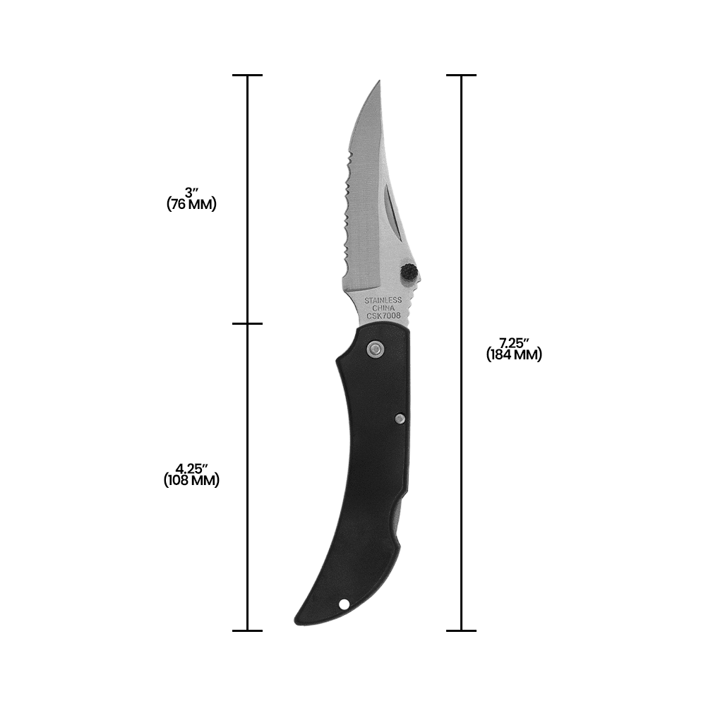Zenport CSK7008 Folding Pocket Knife, Serrated Blade, 5-Inch - 3 Pack