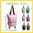 thumbnail image 3 of 2-In-1 Foldable Rolling Cart for Grocery Shopping, Light Pink Portable Tote Trolley with Collapsible Frame Smooth Wheels, Space-Saving Travel Cart for Market, Small Size, 3 of 8