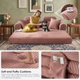 thumbnail image 6 of AISWORD Convertible Sleeper Sofa Bed, 78.5" Corduroy Foldable Loveseat, Boneless Floor Couch Bed for Living Room, Memory Foam Compression Sofa, Pink, 6 of 8