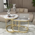 thumbnail image 7 of Nesting Coffee Table Set of 2 Modern Round Black Faux Marble Wood Table,Side Table Gold Metal Frame Oval End Table Small Space for Living Room,Bedroom,Studio Apartment Essential, 7 of 7