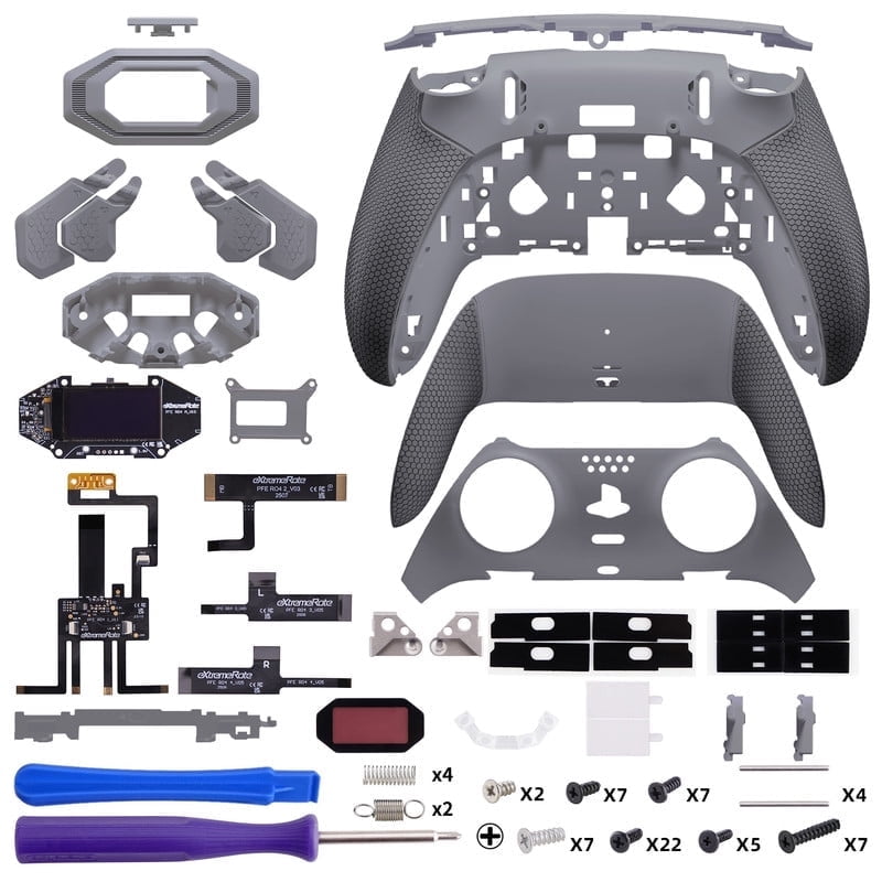 eXtremeRate BEYOND Kit for PS5 Edge - OLED Display Paddles w/ 4 Remappable Buttons & Rubberized Grip (New Hope Gray & Classic Gray)