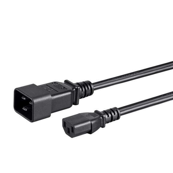 Monoprice Power Cord - 3 Feet - Black | IEC 60320 C20 to IEC 60320 C13, 14AWG, 15A/1875W, 3-Prong, SJT