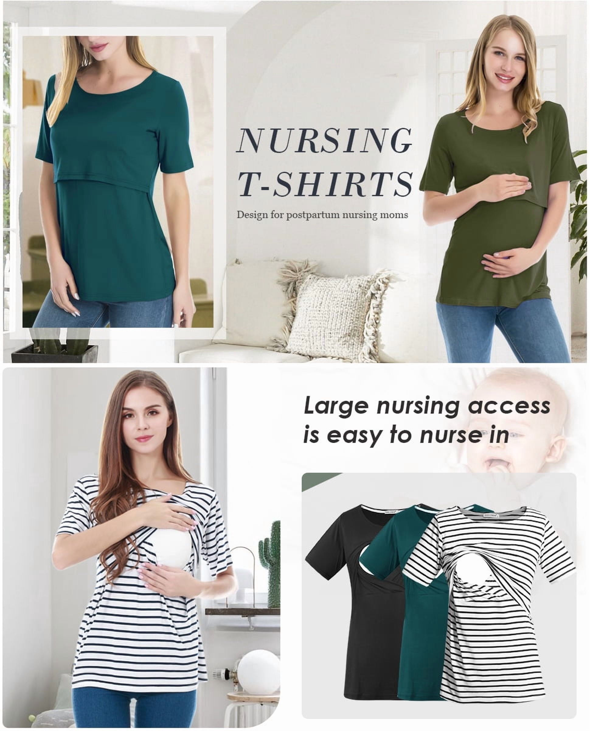 Women's Maternity Nursing Tops Clothes Breastfeeding T-Shirts 3-Pack