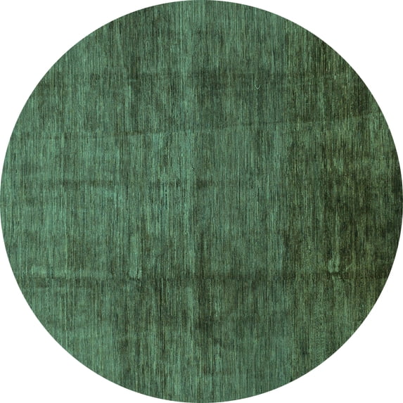 Ahgly Company Machine Washable Indoor Round Abstract Turquoise Blue Modern Area Rugs, 8' Round