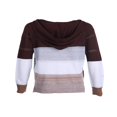 thumbnail image 4 of Chandails de Mode pour Femmes Manches Longues Hiver Automne Col en V Patchwork à Capuche Décontracté Ample Pull-Over Grande Taille, 4 of 10