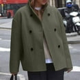 thumbnail image 3 of Felirenzacia Women's Cropped Winter Jacket Coat, Stand Collar Double Breasted Short Winter Overcoat, 3 of 7