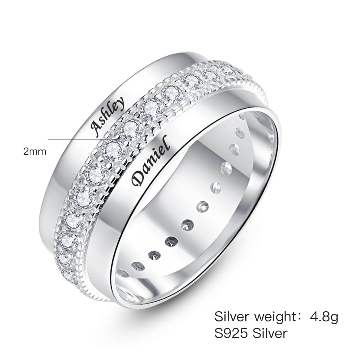 Elegant Band Customized Name Engraved Couple Rings In 925 Sterling Silver  at Rs 1999/piece | silver products in Jaipur | ID: 2850447399791