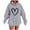 Gray, variant on Erwazi Women's Oversized Pullover Hoodies Heart Printed Hooded Sweatshirts Casual Cute Graphic Hoodie with Pockets
